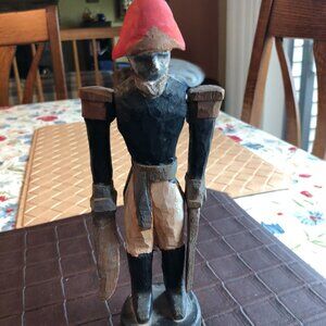 Vintage Folk Art Wood Hand Carved Painted Whirlygig Toy Soldier